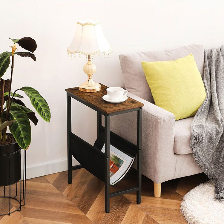 HOOBRO Narrow End Table, Side Table for Small Spaces, Slim Nightstand with Magazine Holder, Modern Skinny Sofa Table, Width Bedside Table, Snack Couch Table