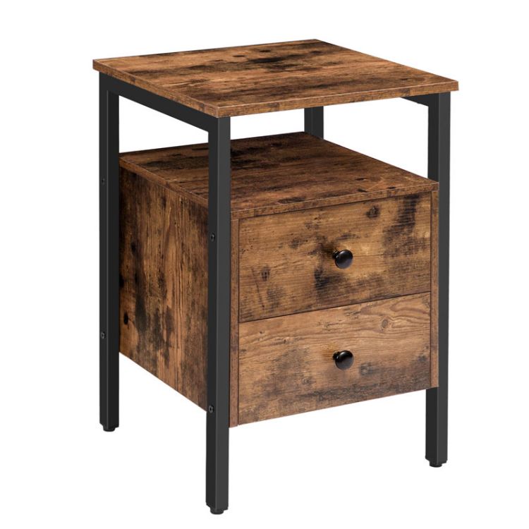 HOOBRO Nightstand, Bedside Table with 2 Drawers and Storage Shelves, Side End Table, Sofa Table for Living Room, Bedroom, Accent Furniture, Easy Assembly