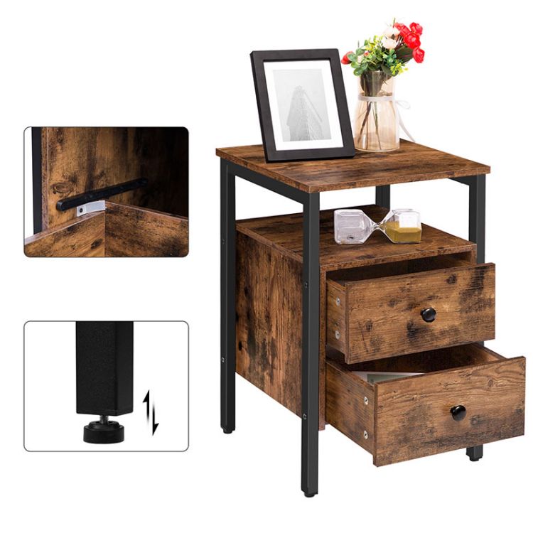HOOBRO Nightstand, Bedside Table with 2 Drawers and Storage Shelves, Side End Table, Sofa Table for Living Room, Bedroom, Accent Furniture, Easy Assembly
