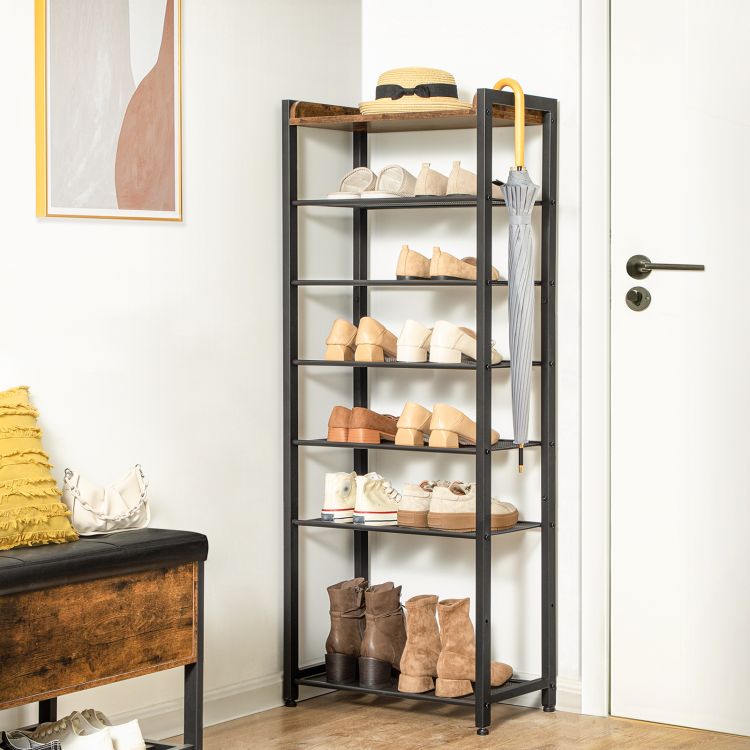 HOOBRO 8 Tier Shoe Rack, Narrow Shoe Storage Organizer with 7 Metal Shelves, Saving Space, Stable and Sturdy, Hold 14-21 Pairs of Shoes, for Entryway, Hallway, Living Room