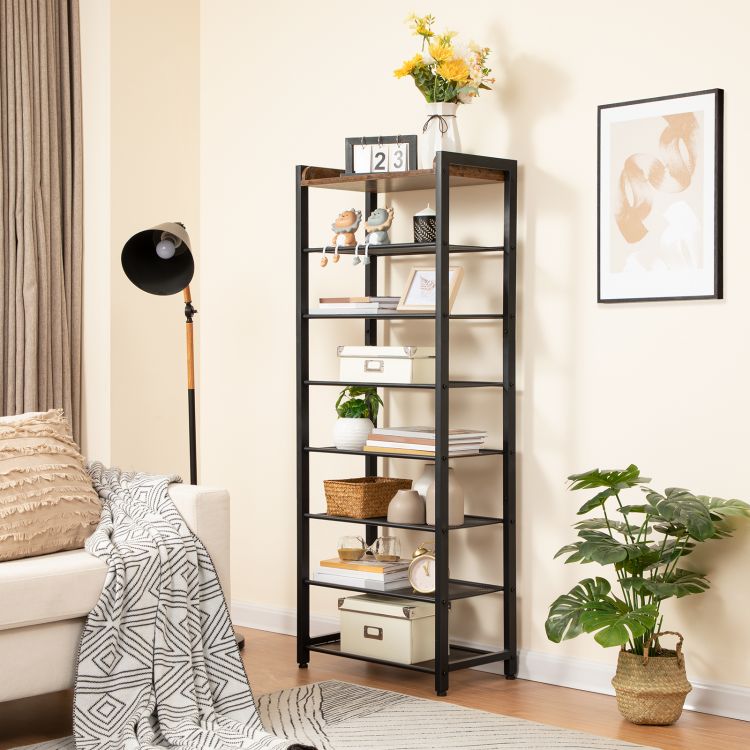 HOOBRO 8 Tier Shoe Rack, Narrow Shoe Storage Organizer with 7 Metal Shelves, Saving Space, Stable and Sturdy, Hold 14-21 Pairs of Shoes, for Entryway, Hallway, Living Room