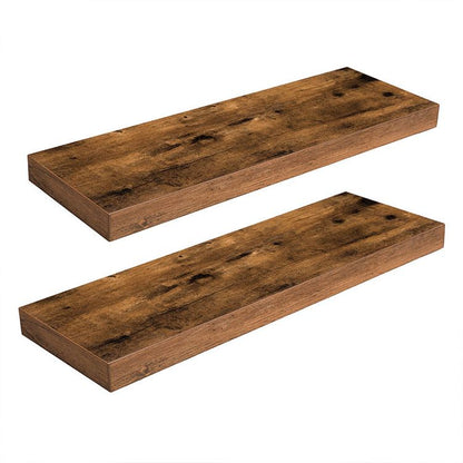 HOOBRO Floating Shelves, Wall Shelves Set of 2, Wall Mounted Shelves, 60cm, Wall Display Racks, Decorative Hanging Shelf, Wooden Shelves, for Bathroom, Bedroom, Kitchen, Office