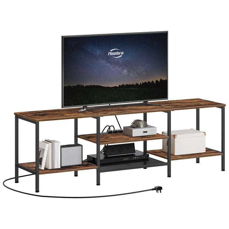 HOOBRO HOOBRO TV Stand Unit 160 Cm，TV Cabinet Open Storage Shelves Cabinet，Industrial Media storage for bedroom - detail view