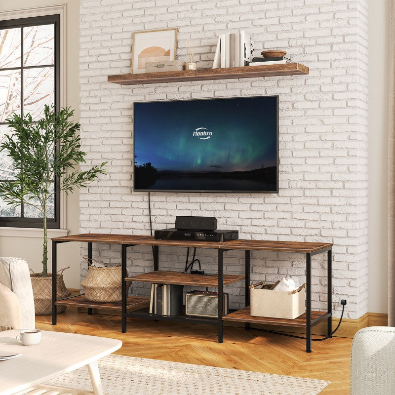 HOOBRO HOOBRO TV Stand Unit 160 Cm，TV Cabinet Open Storage Shelves Cabinet，Industrial storage for bedroom - dimensions view