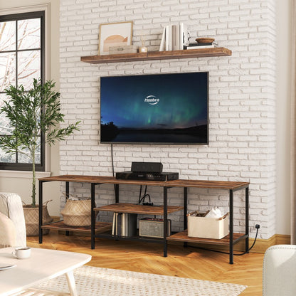 HOOBRO HOOBRO TV Stand Unit 160 Cm，TV Cabinet Open Storage Shelves Cabinet，Industrial storage for bedroom - dimensions view