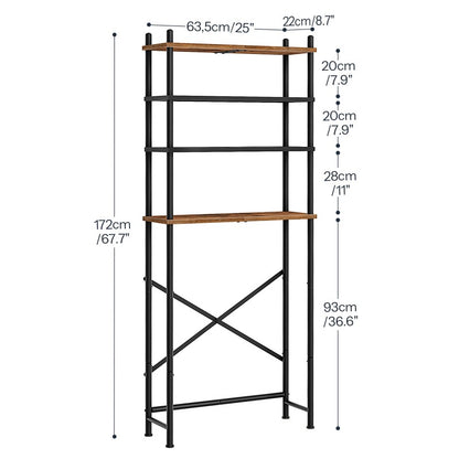 HOOBRO HOOBRO Over Toilet Shelf, 4-Tier Over- -Toilet Organizer Rack, Freestanding storage and display for home - side view
