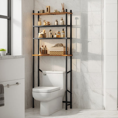 HOOBRO HOOBRO Over Toilet Shelf, 4-Tier Over- -Toilet Organizer Rack, Freestanding storage and display for home - detail view