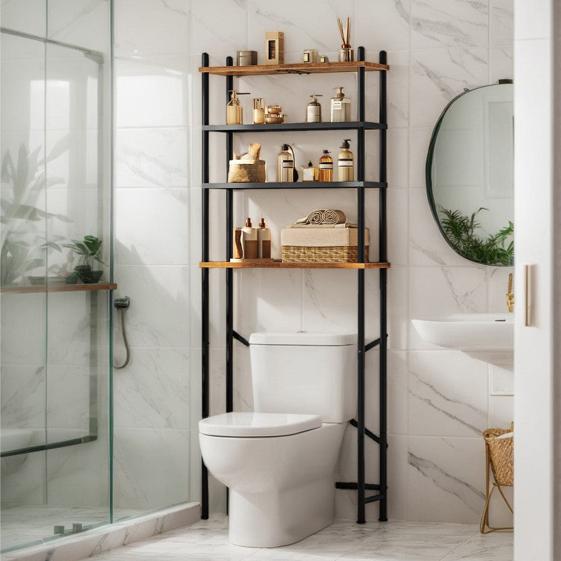 HOOBRO HOOBRO Over Toilet Shelf, 4-Tier Over- -Toilet Organizer Rack, storage and display for home - dimensions view