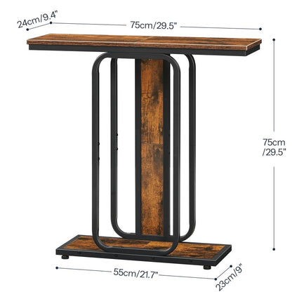 HOOBRO Console Table for Hallway Slim, Narrow Hallway Table, 2-Tier Industrial Sofa Table with Geometric-Styled Structure, for Living Room, Bedroom, Entryway, Foyer