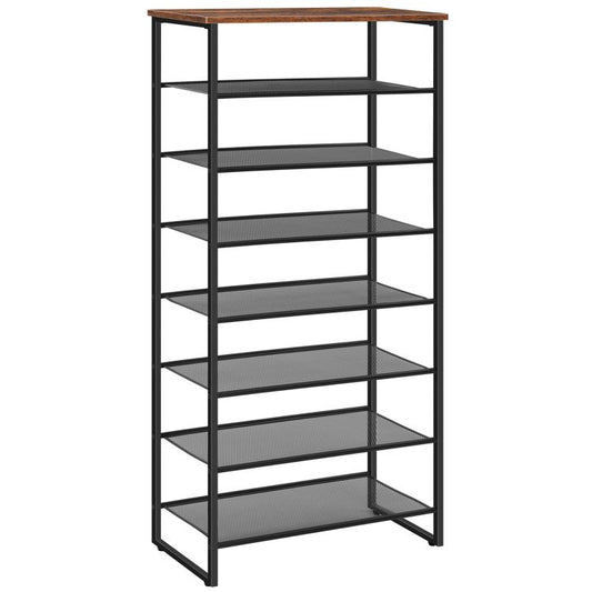 HOOBRO 8 Tier Shoe Rack, Large Capacity Shoe Shelf for 21-28 Pairs of Shoes, Shoe Storage Organizer with Detachable Metal Mesh, Strong and Stable, Easy Assembly, Industrial