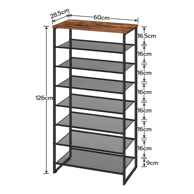 HOOBRO 8 Tier Shoe Rack, Large Capacity Shoe Shelf for 21-28 Pairs of Shoes, Shoe Storage Organizer with Detachable Metal Mesh, Strong and Stable, Easy Assembly, Industrial