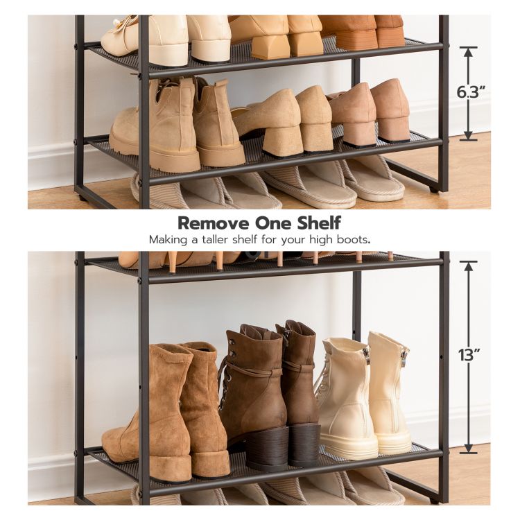 HOOBRO 8 Tier Shoe Rack, Large Capacity Shoe Shelf for 21-28 Pairs of Shoes, Shoe Storage Organizer with Detachable Metal Mesh, Strong and Stable, Easy Assembly, Industrial