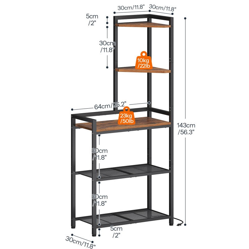 HOOBRO 5-Tier Corner Shelf, Corner Bookcase with LED Light Strip, Freestanding Storage Organizer with Adjustable Mesh Tier, Tall Storage Desk with Desktop Bookshelf