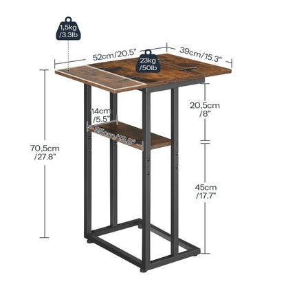 HOOBRO C Shaped Side Table, Foldable Small Table, Sofa Table Slim Bedside Table for Small Space, Folding Laptop Table Coffee Tables for Living Room, Bedroom