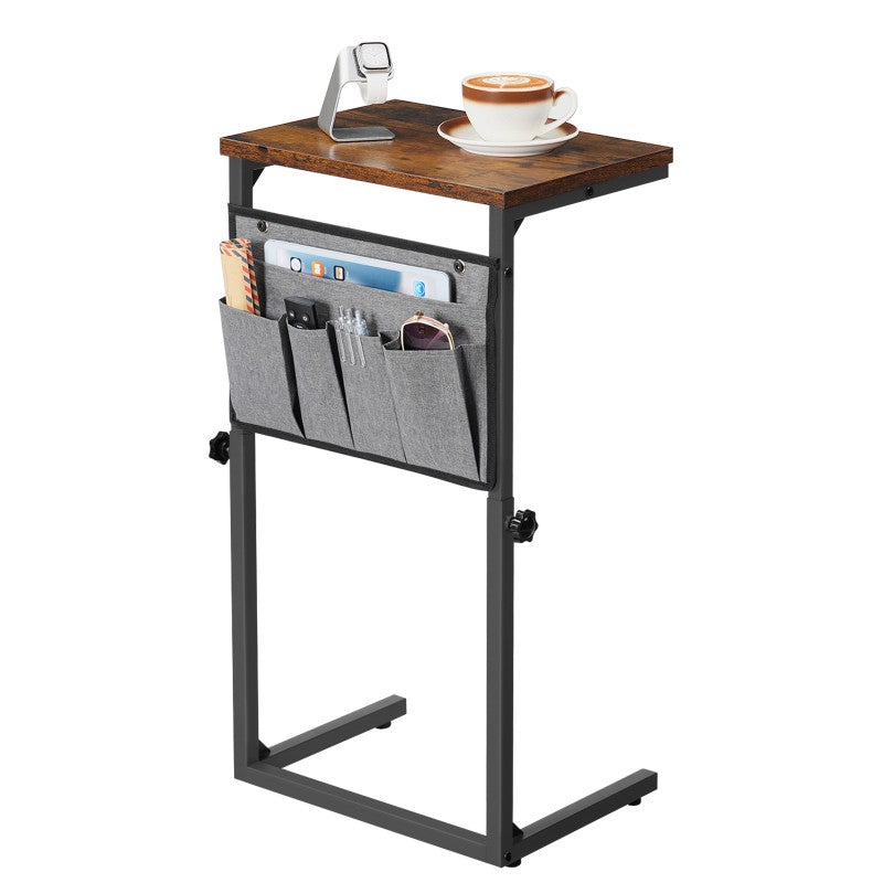 HOOBRO HOOBRO C Shaped Side Table, Height Slim Bedside Table, Sofa Table Slide Under workspace for bedroom - detail view
