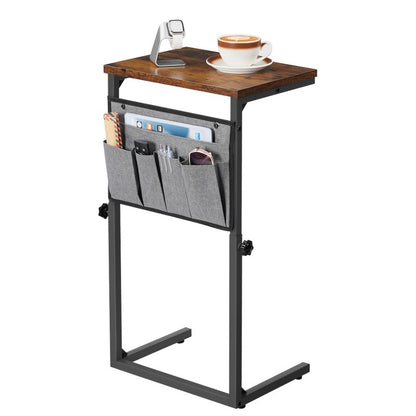HOOBRO HOOBRO C Shaped Side Table, Height Slim Bedside Table, Sofa Table Slide Under workspace for bedroom - detail view