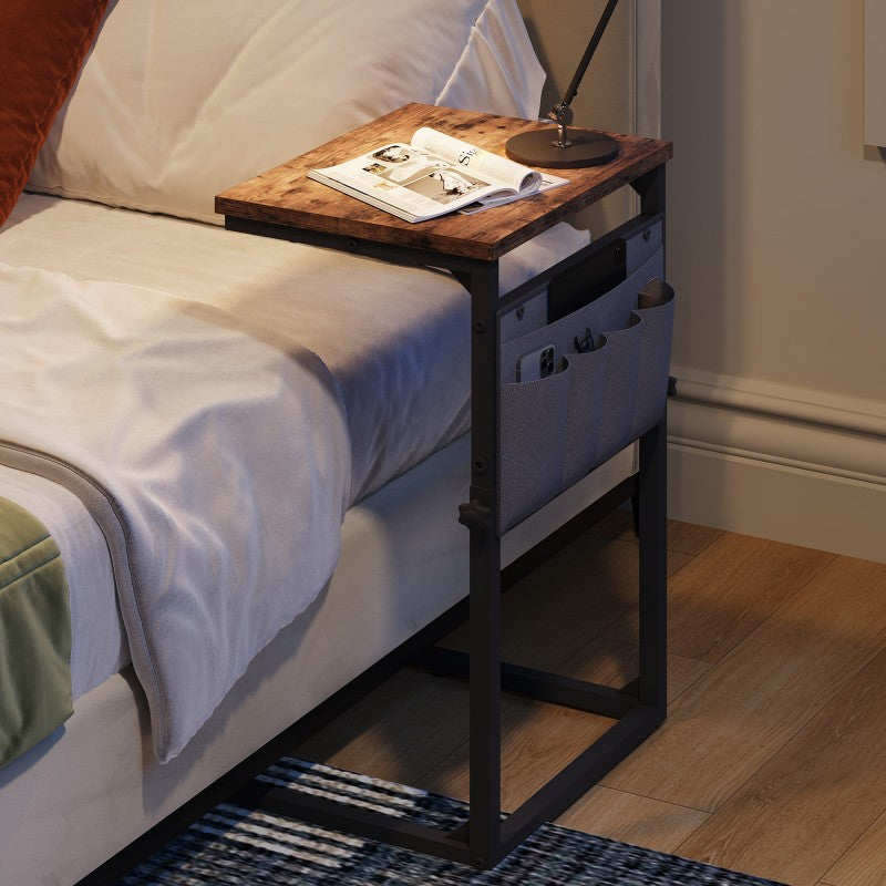 HOOBRO HOOBRO C Shaped Side Table, Height Slim Bedside Table, Sofa Table Slide Under workspace for bedroom - dimensions view