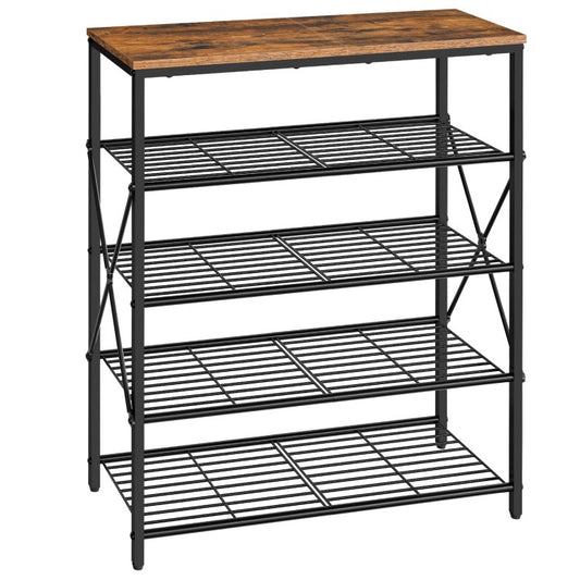 HOOBRO 5-Tier Shoe Rack, Freestanding Shoe Organizer, Shoe Storage Rack, 16-20 Pairs of Shoes, Shoe Shelf for Entryway, 71 x 29 x 82.5 cm, Metal Frame, Industrial