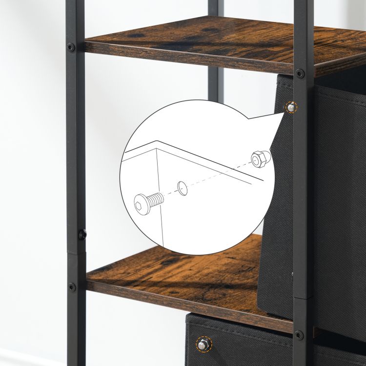 HOOBRO Slim Bathroom Storage Cabinet, Narrow Corner Storage Cabinet Unit for Small Spaces, Small Corner Shelf Unit with 2 Fabric Drawers, Black Bathroom Cabinet