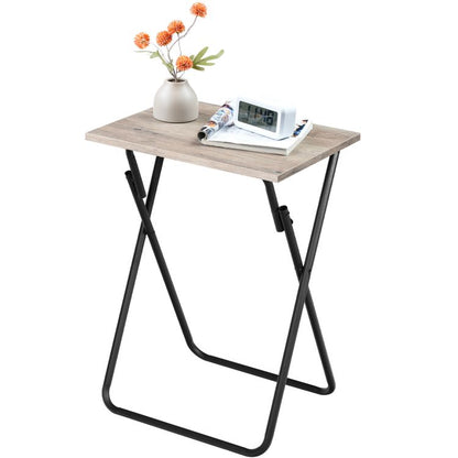 HOOBRO Folding TV Tray Table, Sofa Snack Table, Side Table for Small Space, Foldable Coffee Stand, Laptop End Table, Beverage Table, for Living Room, Bedroom, Kitchen