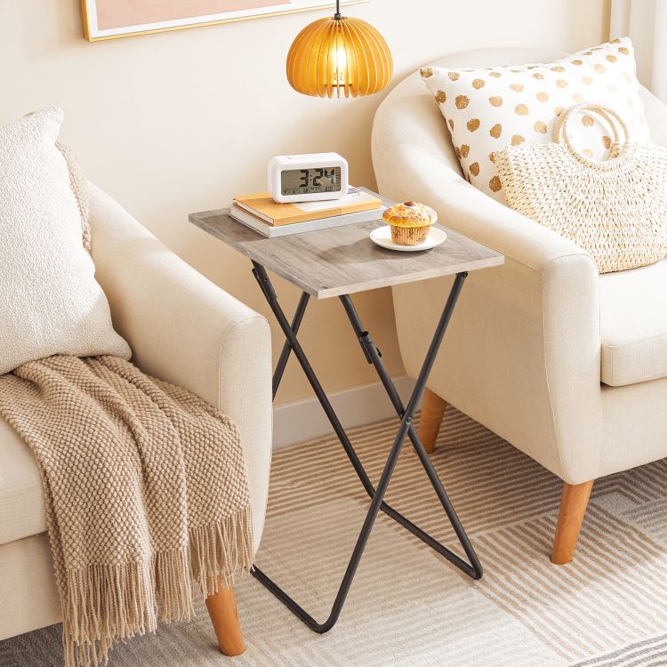 HOOBRO Folding TV Tray Table, Sofa Snack Table, Side Table for Small Space, Foldable Coffee Stand, Laptop End Table, Beverage Table, for Living Room, Bedroom, Kitchen