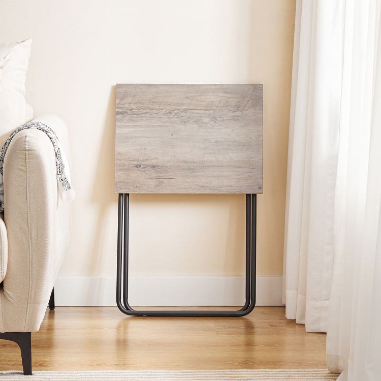 HOOBRO Folding TV Tray Table, Sofa Snack Table, Side Table for Small Space, Foldable Coffee Stand, Laptop End Table, Beverage Table, for Living Room, Bedroom, Kitchen