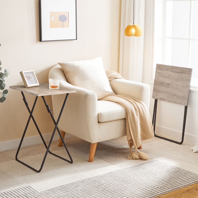 HOOBRO Folding TV Tray Table, Sofa Snack Table, Side Table for Small Space, Foldable Coffee Stand, Laptop End Table, Beverage Table, for Living Room, Bedroom, Kitchen