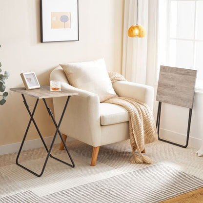 HOOBRO Folding TV Tray Table, Sofa Snack Table, Side Table for Small Space, Foldable Coffee Stand, Laptop End Table, Beverage Table, for Living Room, Bedroom, Kitchen