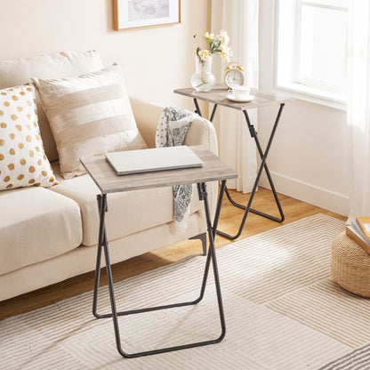 HOOBRO Folding TV Tray Table, Sofa Snack Table, Side Table for Small Space, Foldable Coffee Stand, Laptop End Table, Beverage Table, for Living Room, Bedroom, Kitchen