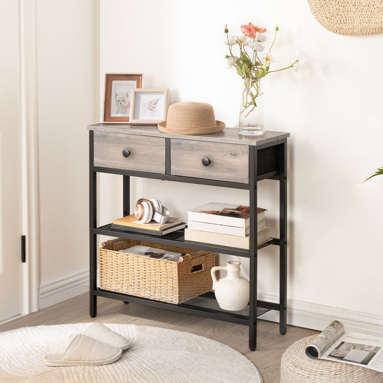 HOOBRO Console Table, Slim Console Table with 2 Drawers, Hallway Table with Storage, Side Table, Slim Sofa Table for Small Spaces, Living Room, Entryway, Kitchen