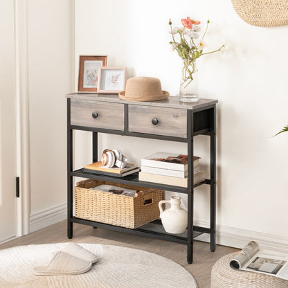 HOOBRO Console Table, Slim Console Table with 2 Drawers, Hallway Table with Storage, Side Table, Slim Sofa Table for Small Spaces, Living Room, Entryway, Kitchen