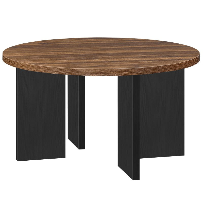 HOOBRO HOOBRO Round Coffee Table, Industrial Tea Table, Wooden Accent Center Table workspace for living room - front view