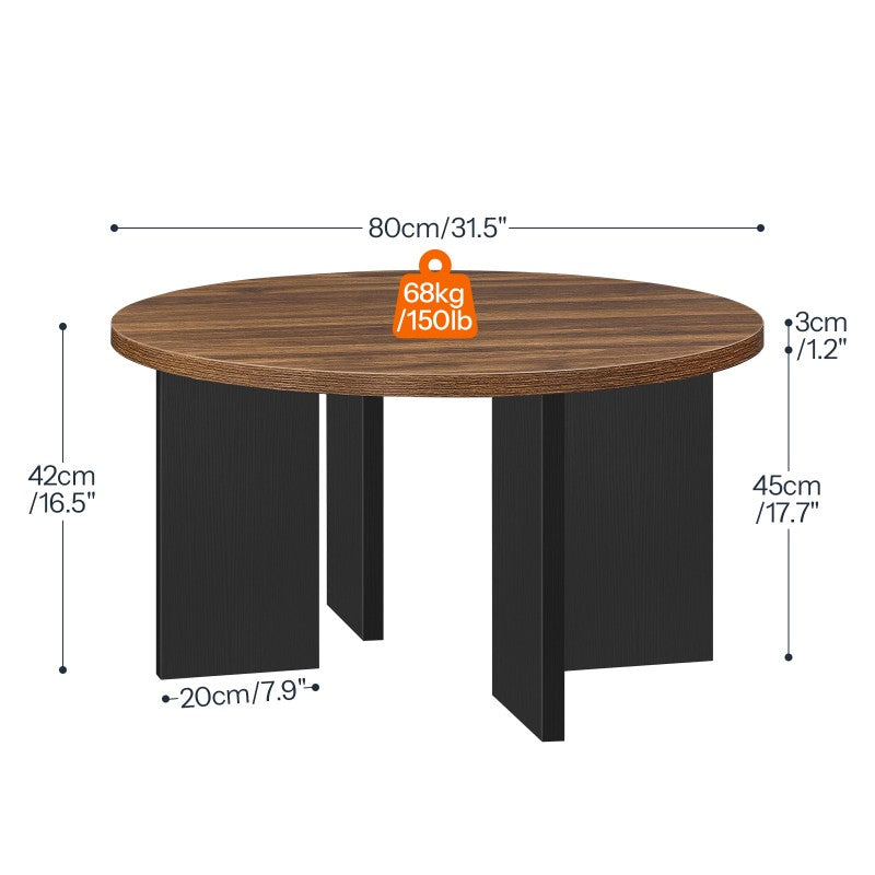 HOOBRO HOOBRO Round Coffee Table, Industrial Tea Table, Wooden Accent Center Table Sofa workspace for living room - side view