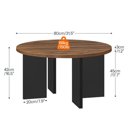 HOOBRO HOOBRO Round Coffee Table, Industrial Tea Table, Wooden Accent Center Table Sofa workspace for living room - side view