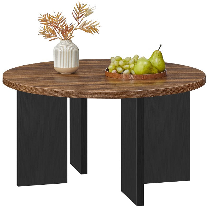 HOOBRO HOOBRO Round Coffee Table, Industrial Tea Table, Wooden Accent Center Table workspace for living room - detail view