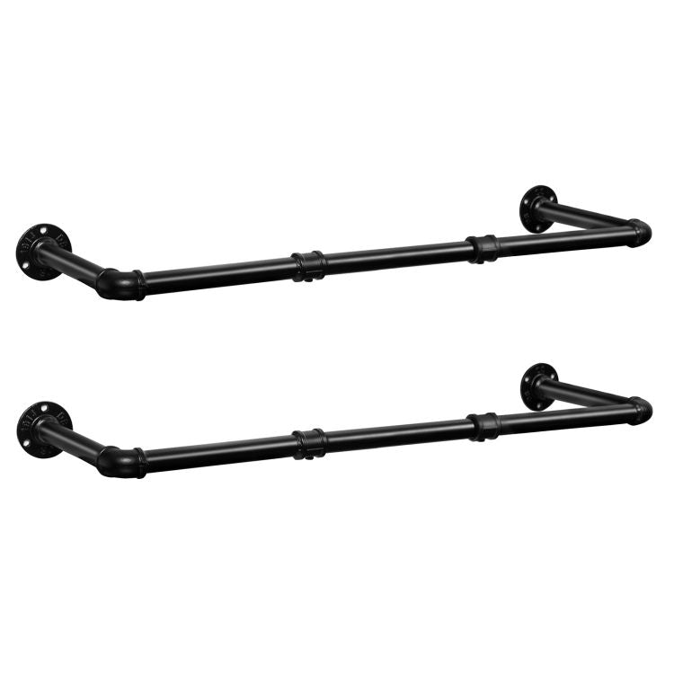 HOOBRO Industrial Pipe Clothes Rails Set of 2 100 cm Wall Mounted Removable Clothes Rack Maximum Load 50 kg Space Saving Hallway Living Room Bedroom, Black