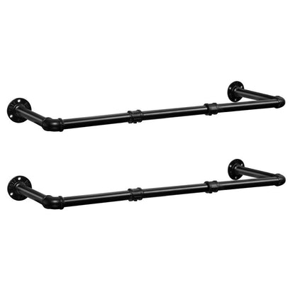 HOOBRO Industrial Pipe Clothes Rails Set of 2 100 cm Wall Mounted Removable Clothes Rack Maximum Load 50 kg Space Saving Hallway Living Room Bedroom, Black