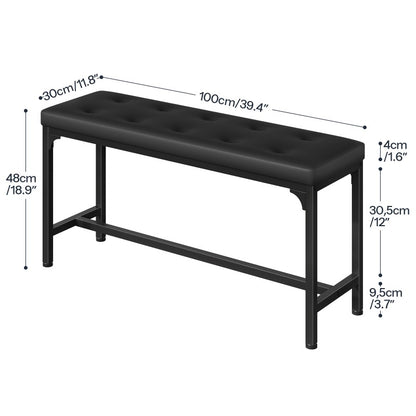 HOOBRO Upholstered Dining Bench with H-Frame, 140kg Capacity, for Entryway Hallway, Modern Button-Tufted PU Leather Seat for Dining Room, Kitchen, Bedroom, Easy Assembly