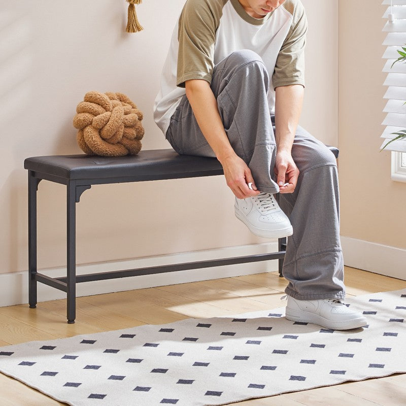 HOOBRO Upholstered Dining Bench with H-Frame, 140kg Capacity, for Entryway Hallway, Modern Button-Tufted PU Leather Seat for Dining Room, Kitchen, Bedroom, Easy Assembly