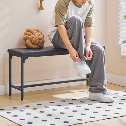 HOOBRO Upholstered Dining Bench with H-Frame, 140kg Capacity, for Entryway Hallway, Modern Button-Tufted PU Leather Seat for Dining Room, Kitchen, Bedroom, Easy Assembly