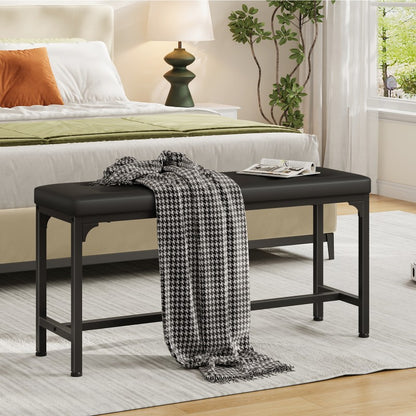 HOOBRO Upholstered Dining Bench with H-Frame, 140kg Capacity, for Entryway Hallway, Modern Button-Tufted PU Leather Seat for Dining Room, Kitchen, Bedroom, Easy Assembly