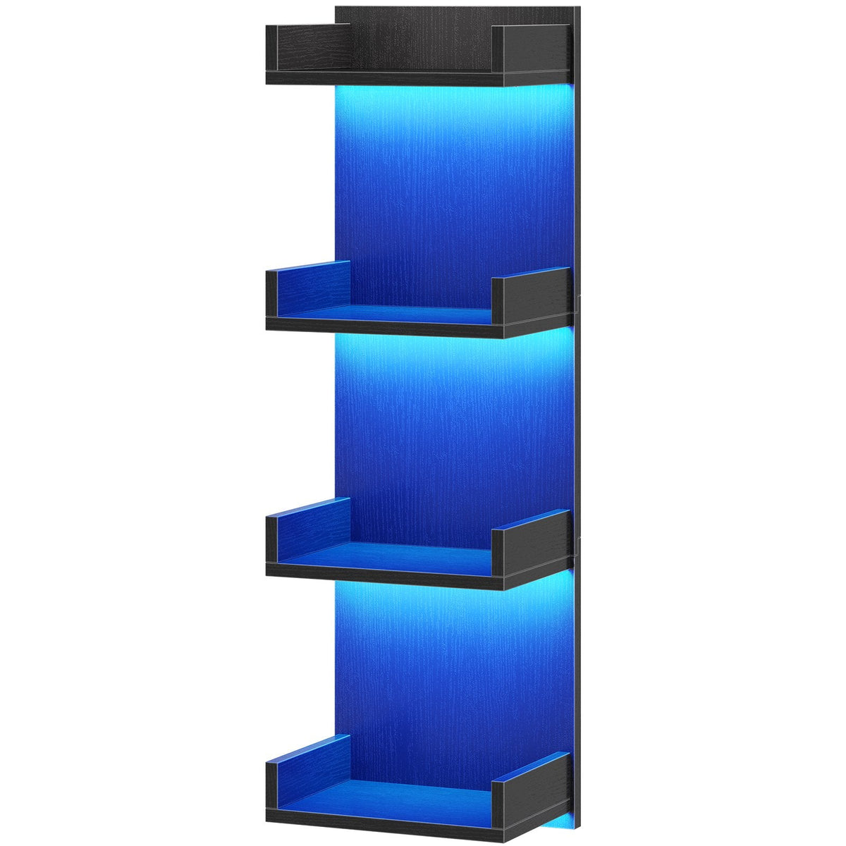 HOOBRO 4 Tier LED Lighted Display Floating Wall Shelves for Bedroom & Gaming Room