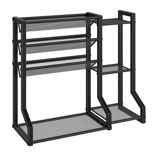 HOOBRO 4-Tier Spice Rack, Seasoning Organizer, Free Standing Spice Rack Organizer, Spice Jar Storage Organizer, for Kitchen, Cupboard, Countertop, Black EBK48TL01