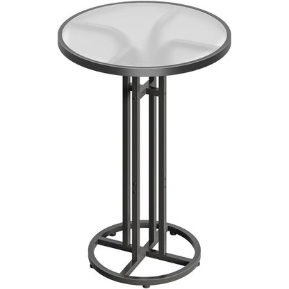 HOOBRO Round Bar Table, Frosted Glass Pub Table with Sturdy Iron Frame & Adjustable Feet, Modern Minimalist Small Coffee Bar for Home Bar, Kitchen, Living Room