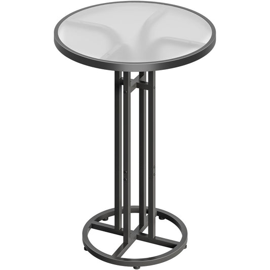 HOOBRO Round Bar Table, Frosted Glass Pub Table with Sturdy Iron Frame & Adjustable Feet, Modern Minimalist Small Coffee Bar for Home Bar, Kitchen, Living Room