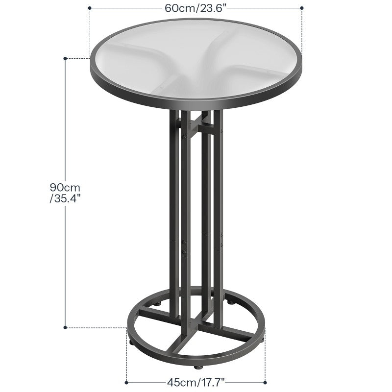 HOOBRO Round Bar Table, Frosted Glass Pub Table with Sturdy Iron Frame & Adjustable Feet, Modern Minimalist Small Coffee Bar for Home Bar, Kitchen, Living Room