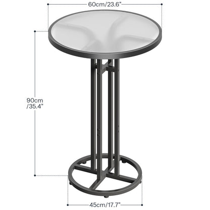 HOOBRO Round Bar Table, Frosted Glass Pub Table with Sturdy Iron Frame & Adjustable Feet, Modern Minimalist Small Coffee Bar for Home Bar, Kitchen, Living Room