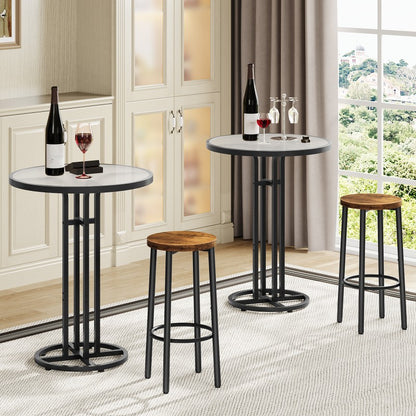 HOOBRO Round Bar Table, Frosted Glass Pub Table with Sturdy Iron Frame & Adjustable Feet, Modern Minimalist Small Coffee Bar for Home Bar, Kitchen, Living Room