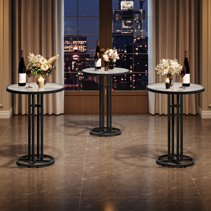 HOOBRO Round Bar Table, Frosted Glass Pub Table with Sturdy Iron Frame & Adjustable Feet, Modern Minimalist Small Coffee Bar for Home Bar, Kitchen, Living Room