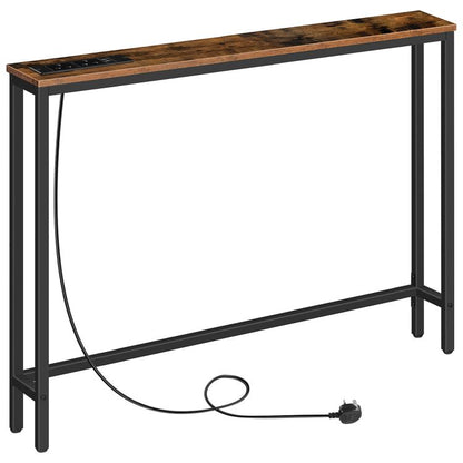 HOOBRO Slim Console Table with Charging Station, Hallway Table with USB Ports and Power Outlets, 100 cm Long, Narrow Sofa/Behind Couch Table for Entryway, Small Spaces